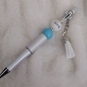 Silver and Blue Decorative Pen